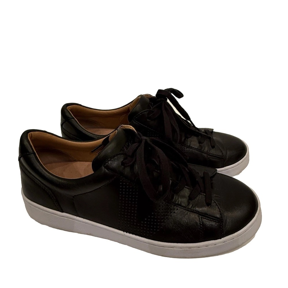 Vionic Women's Splendid Honey Black Leather Lace Up Sneaker Shoes Size 8